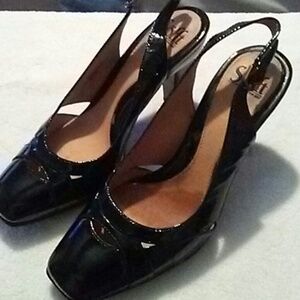 Sofft black patent leather heels